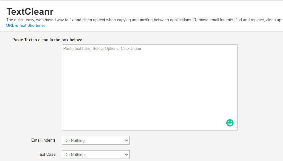 TextCleanr paste box used to strip formatting from copied text before pasting into WordPress