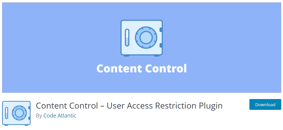Content Control user access restriction plugin page in the WordPress plugin directory